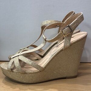 Touch of Nina Elegant Gold Wedge Sandals